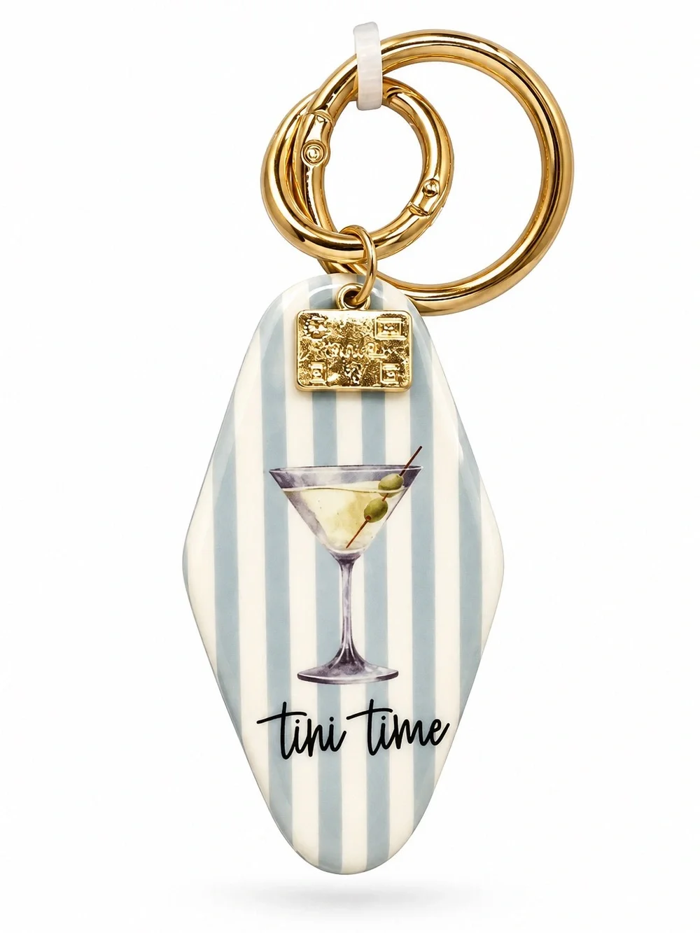 A Little Obsessed NWT Tini Time Motel Key Bag Charm Keychain Gold Tone Travel